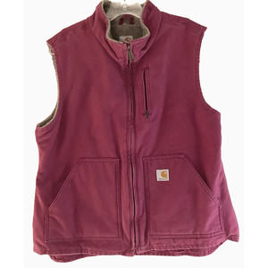 Carhartt Womens Sherpa Lined Vest Jacket Pink Size L